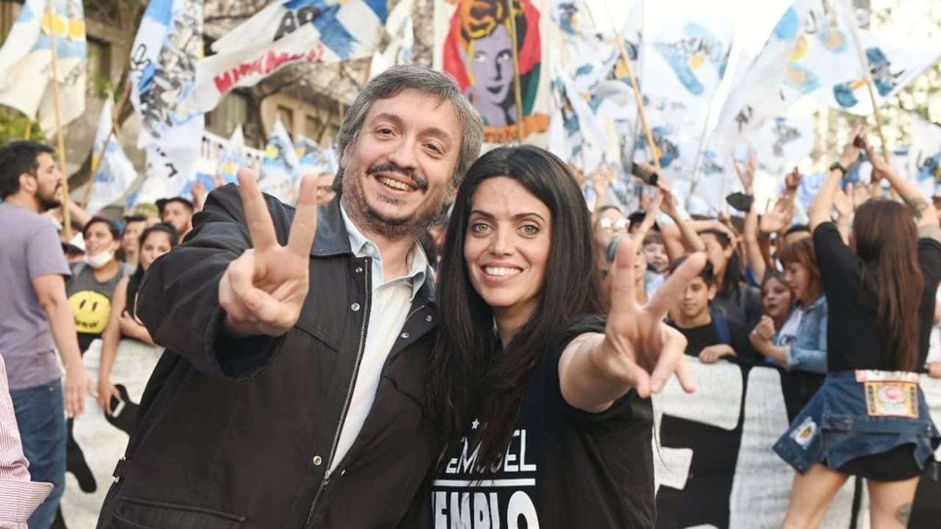 Máximo Kirchner, Luana Volnovich and Fernanda Raverta - La Campora