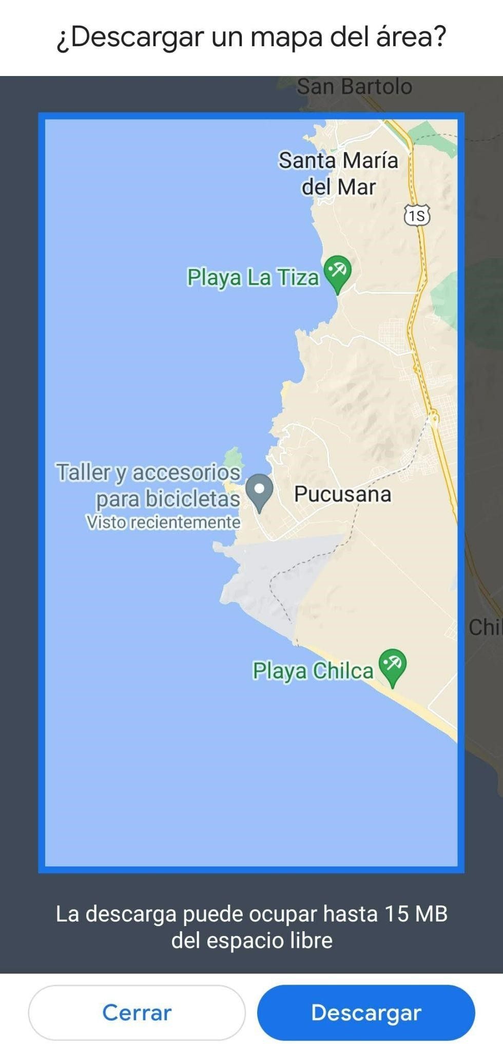 Descargar un mapa del área. Tip de Google Maps.