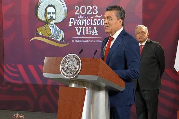 El gobernador de Chiapas, Rutilio Escandón, durante la conferencia matutina de López Obrador. Foto: Captura de Pantalla