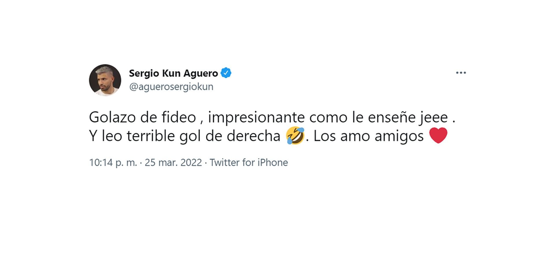 tweets Kun Aguero Argentina-Venezuela match