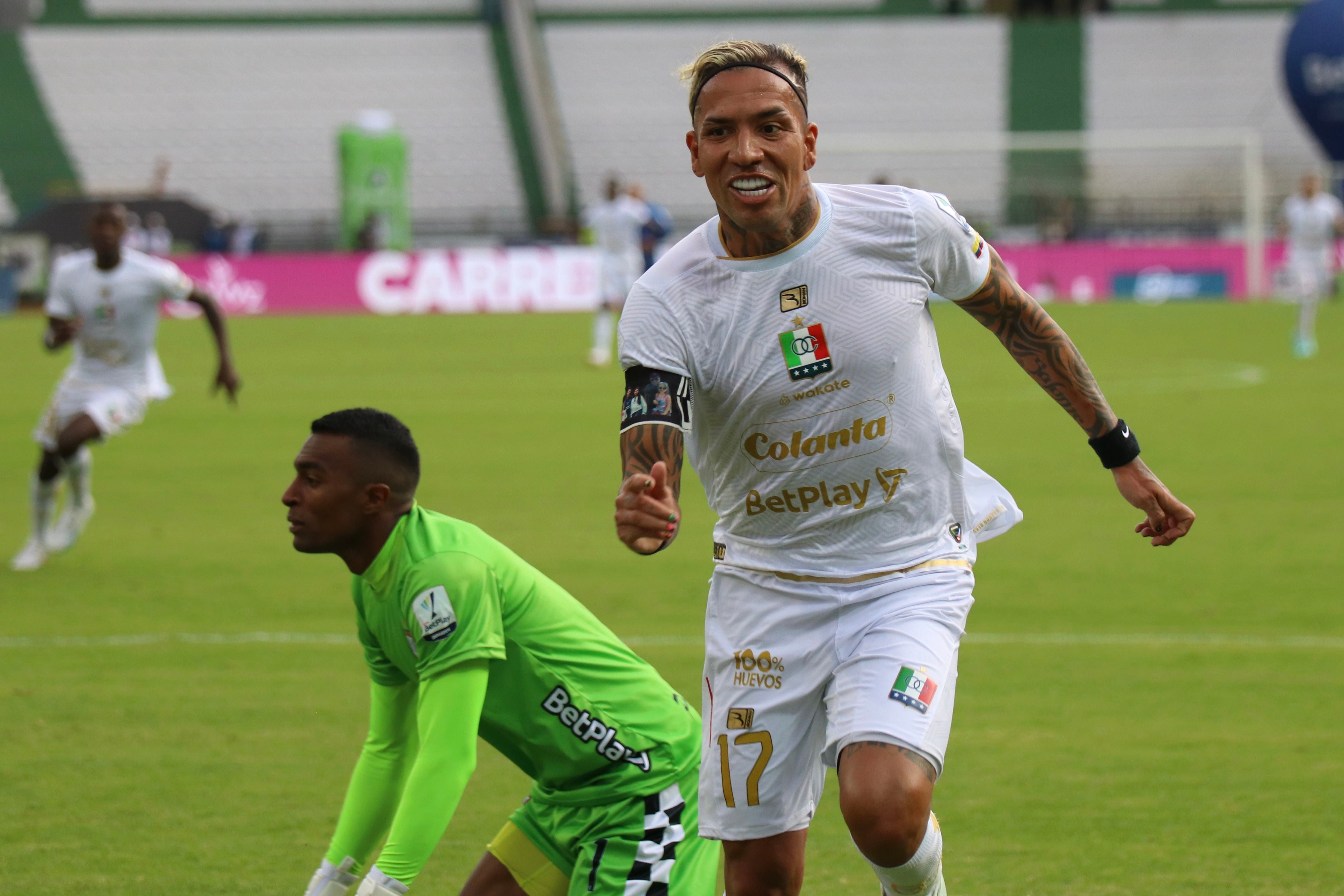 Dayro Moreno celebra su primer gol en 2024 con Once Caldas - crédito Colprensa