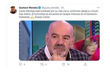 El tuit del periodista Gustavo Méndez