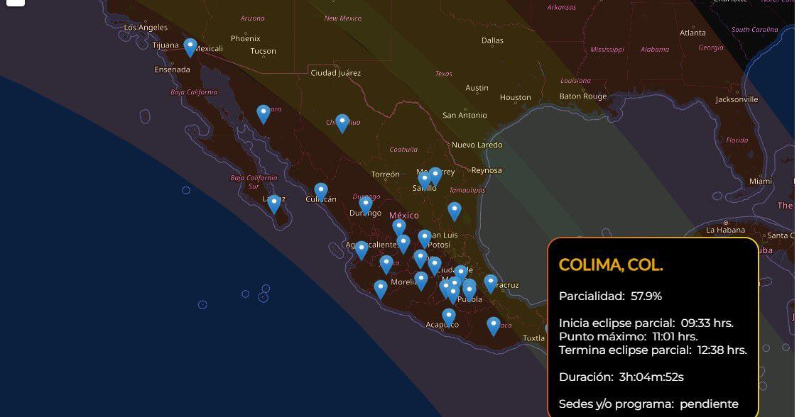 Visibilidad del eclipse solar en México. | eclipsesmexico.mx