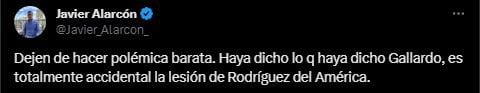 El periodista deportivo negó que el defensor de los Rayados de Monterrey haya sido responsable de la lesión de Rodríguez (X/@Javier_Alarcon_)