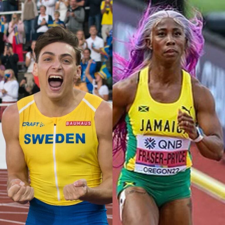 “pocket Rocket” Shelly Ann Fraser Pryce Challenges Pole Vaulter Mondo Duplantis To 100 Meter 3280