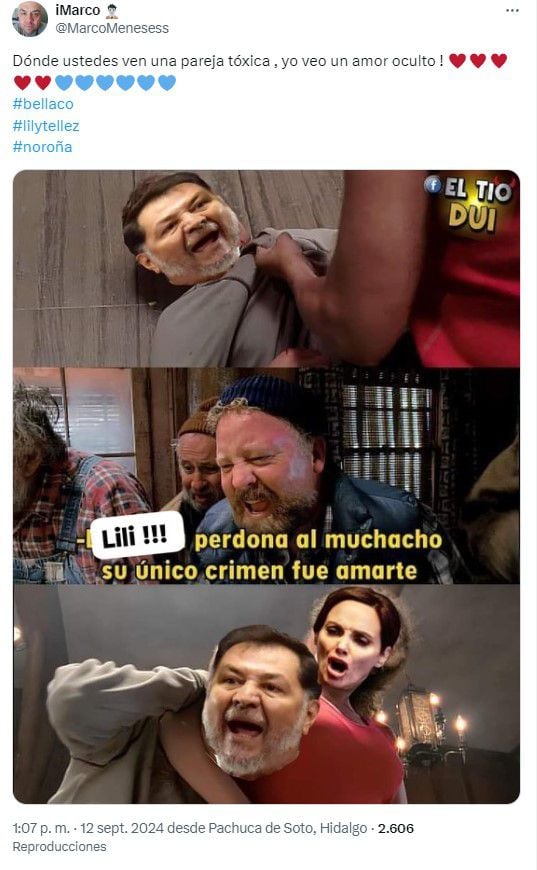 Memes de Lilly Tellez y Fernandez Noroña

Crédito:
X