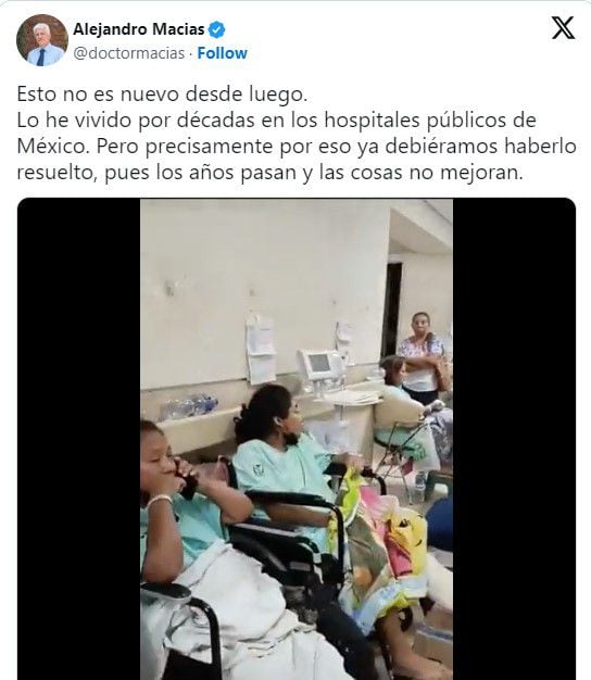 Alejandro Macías criticó que continúen estas situaciones en los hospitales públicos. | Captura de pantalla