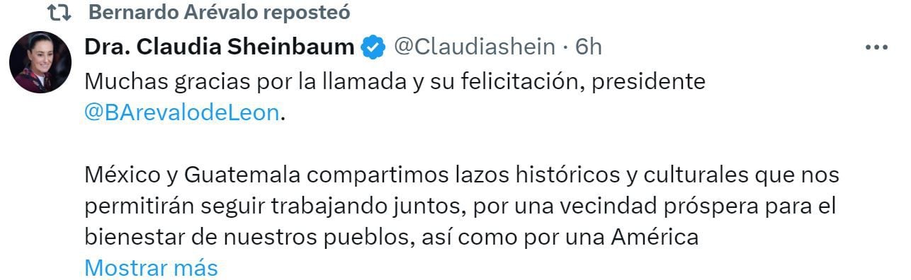 Claudia responde a algunas felicitaciones, (Foto: Tomada de X)