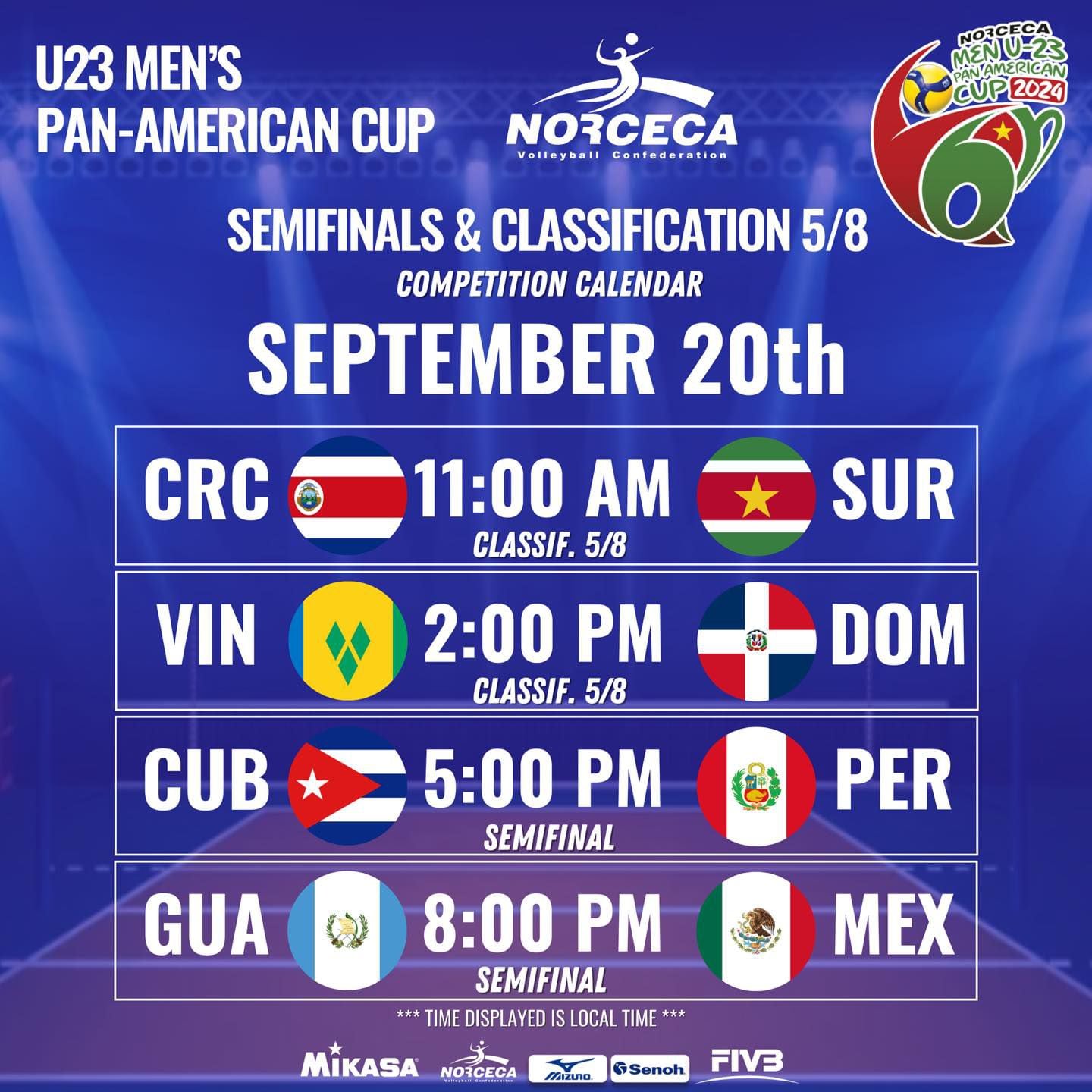 Programación de la fecha de la Copa Panamericana Sub 23 de vóley masculino 2024