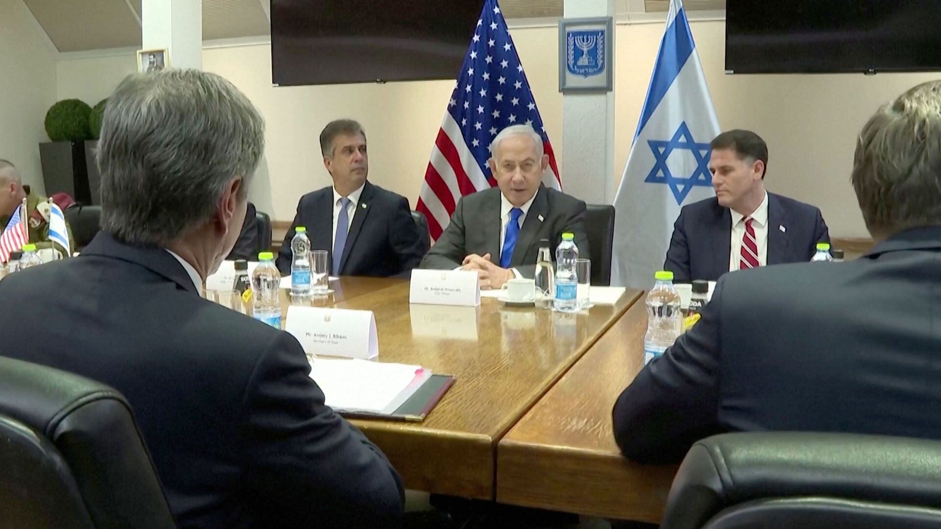 Netanyahu durante la reunión con Blinken 