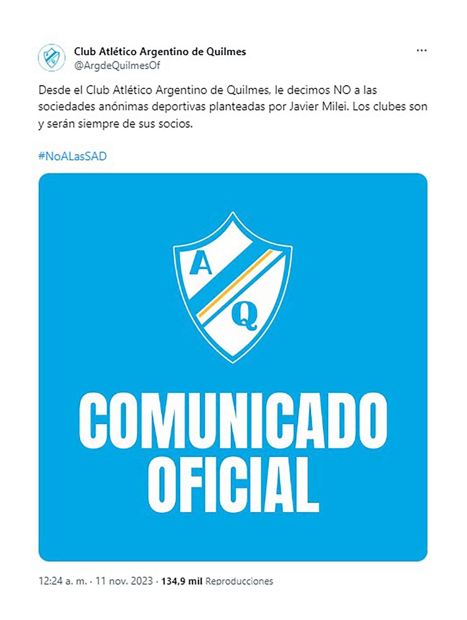 Un club del fútbol argentino anunció que deja en libertad de acción a todo  su plantel - Infobae