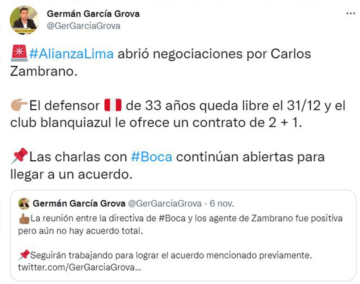 Carlos Zambrano aceptó propuesta de Alianza Lima y será refuerzo