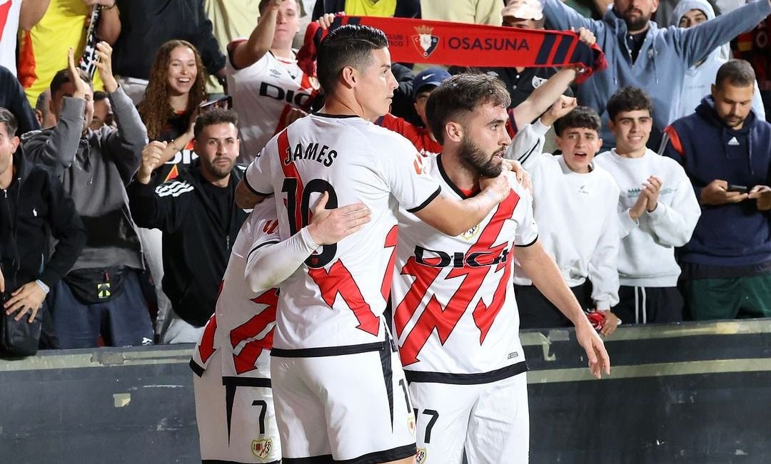 De los cinco partidos que James Rodríguez fue convocado en Rayo Vallecano, solo en uno fue titular - crédito @jamesrodriguez10/X