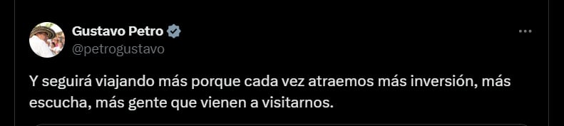 Gustavo Petro sobre los viajes de la vicepresidenta Francia Márquez - crédito @petrogustavo/X