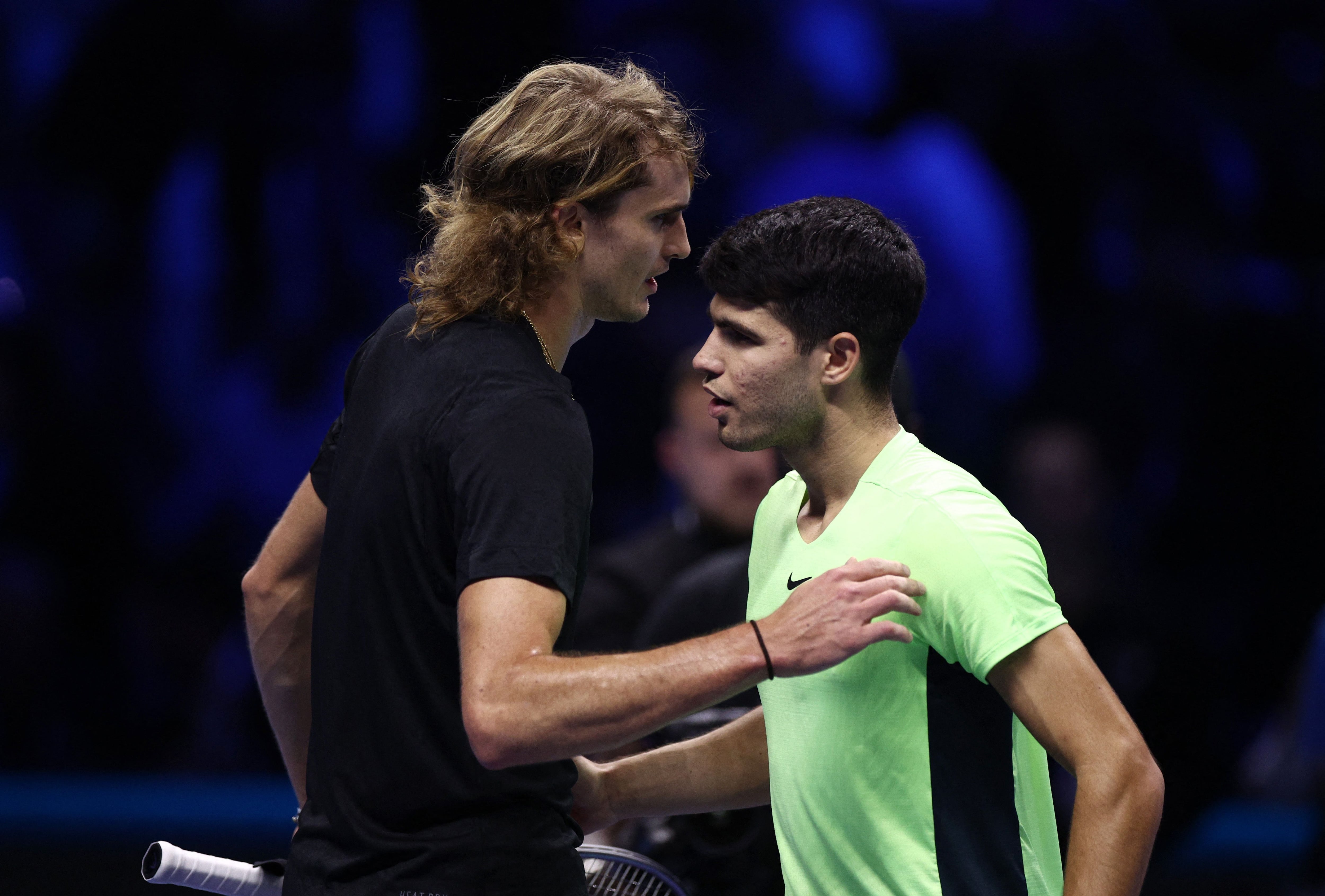 Zverev y Alcaraz en las pasadas ATP Finals (REUTERS/Guglielmo Mangiapane)