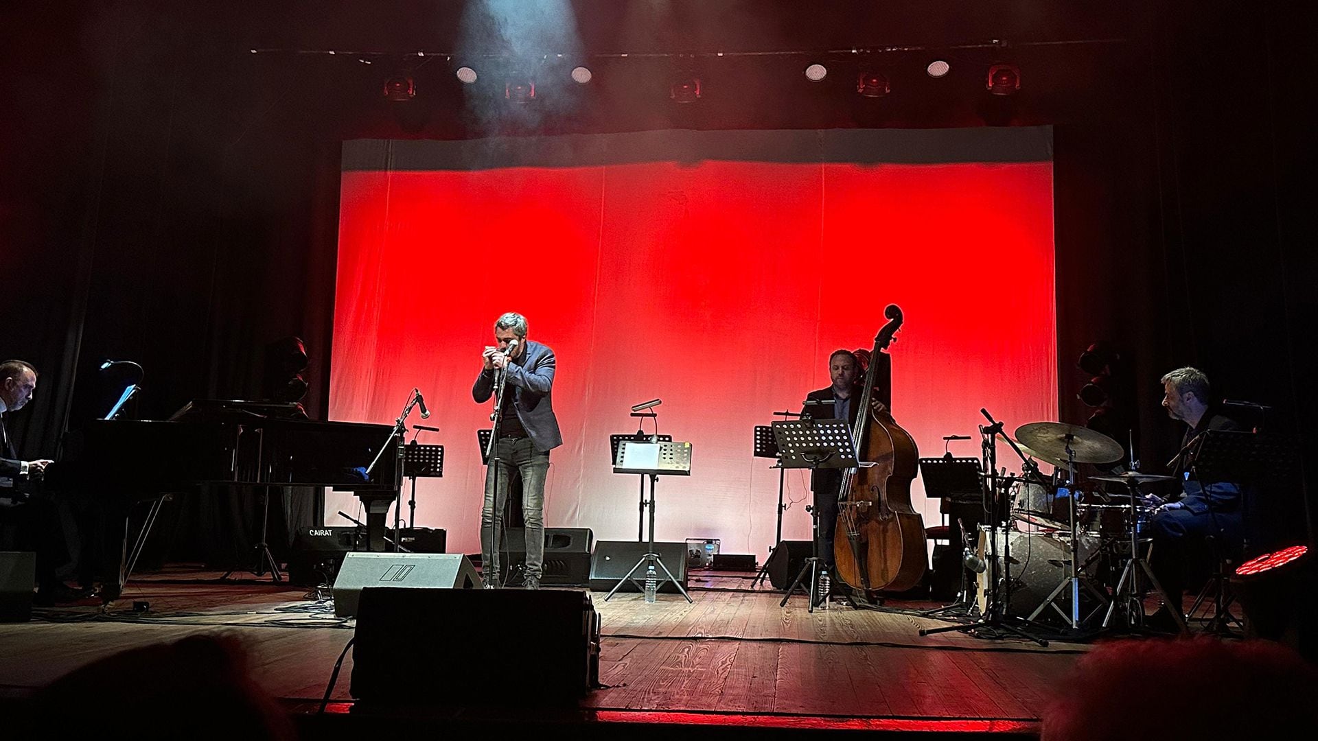 Franco Luciani ejecuta la armónica en un momento del concierto Bill Evans Experience