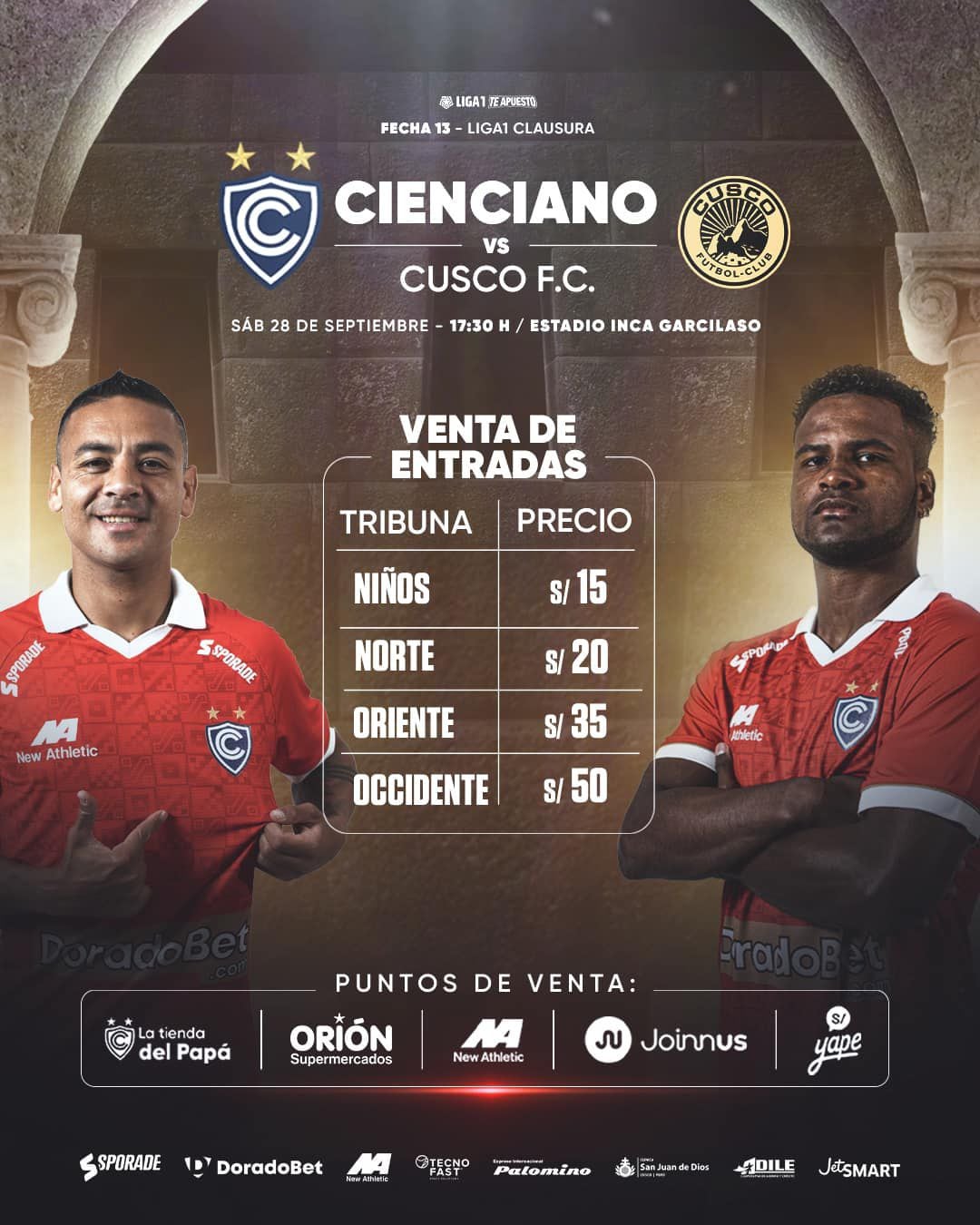 Precio de entradas para el Cienciano vs Cusco FC - Créditos: Cienciano