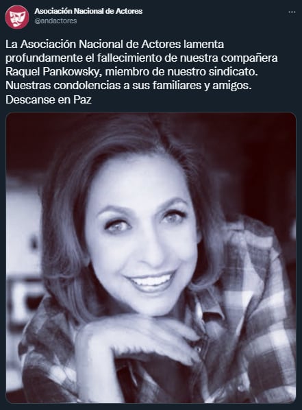 ANDA mourned the death of Raquel Pankowsky Photo: Twitter/ @andactores