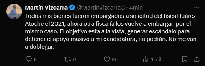 Tuit de Martín Vizcarra