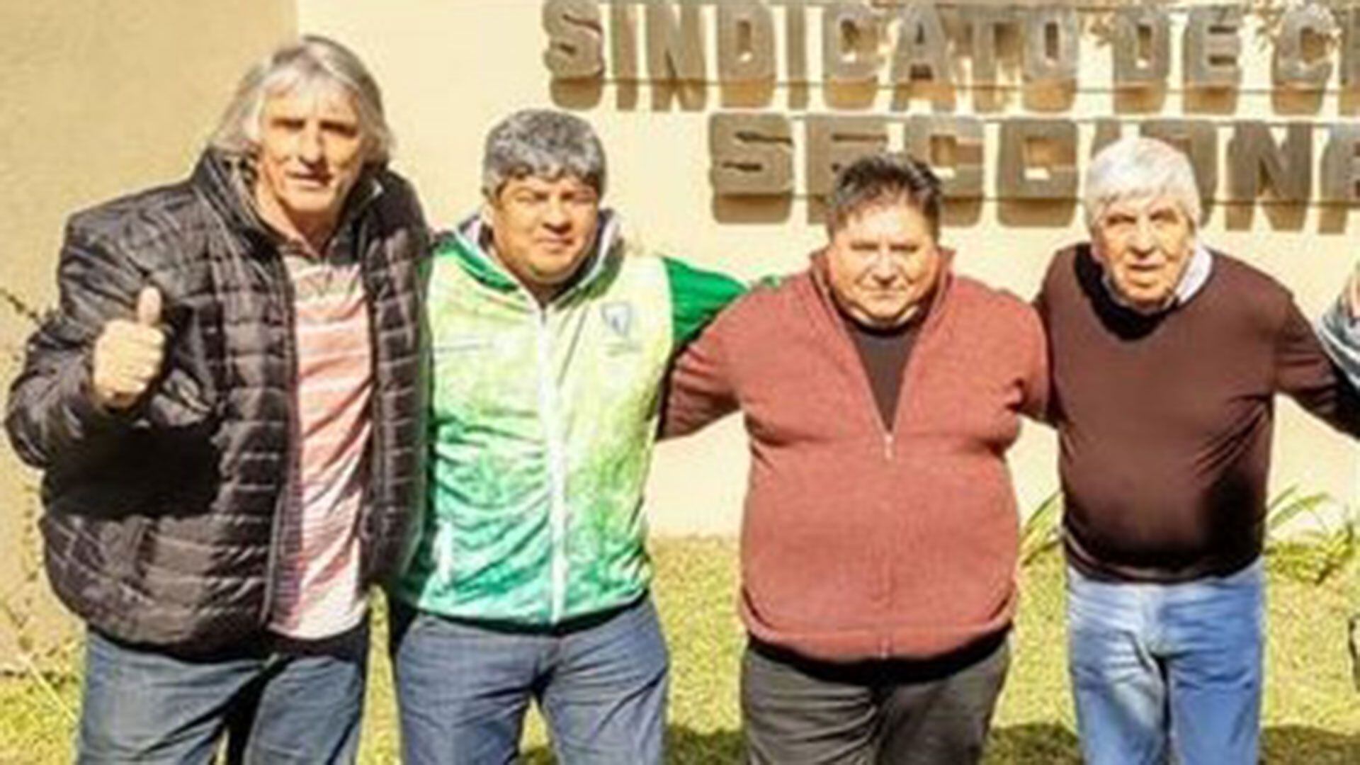 Fabián Arévalo, Hugo y Pablo Moyano y Omar Pérez, del Sindicato de Camioneros