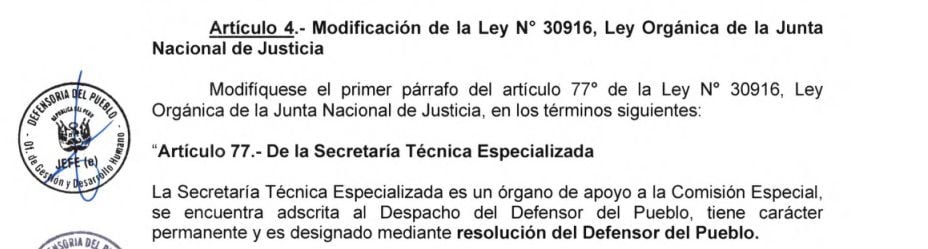 El cambio es notorio: el defensor del Pueblo, Josué Gutiérrez, desea colocar a alguien de confianza en la secretaría técnica de la comisión especial de la JNJ.