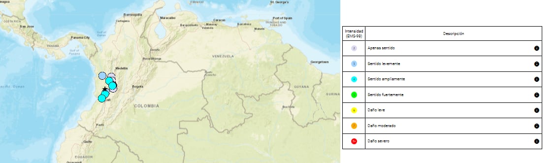 En estos departamentos se sintió el sismo cuyo epicentro fue Nóvita, Chocó - crédito SGC