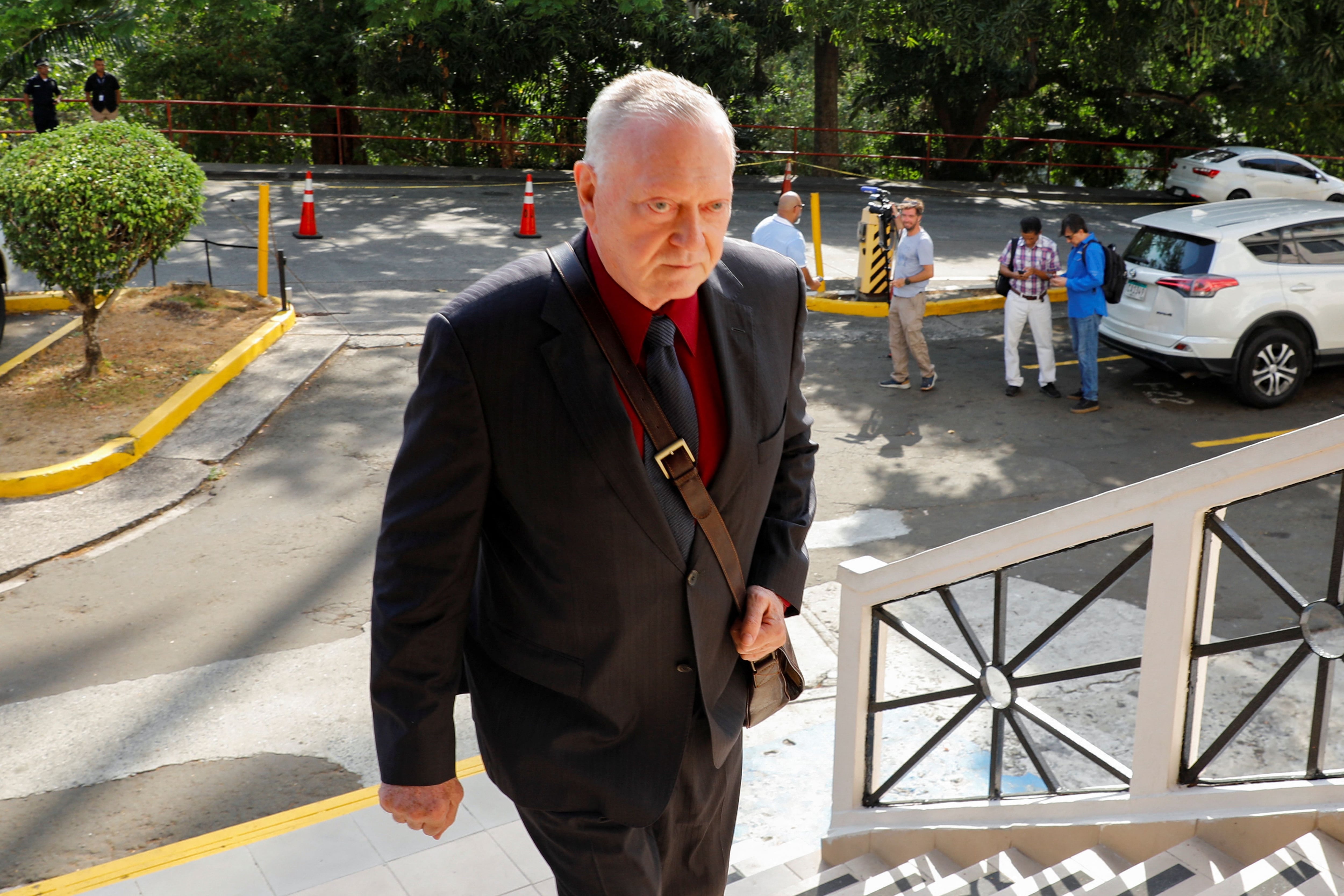 Jurgen Rolf Dieter Mossack, co-founder of former law firm Mossack Fonseca, arrives at the Panamanian Supreme Court of Justice for the tax evasion trial known as 'Panama Papers', in Panama City, Panama, April 8, 2024. REUTERS/Aris Martinez