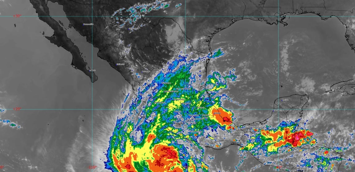 Esta tormenta tropical se formó a partir de los restos de la Tormenta Tropical Nadine, que se degradó en el Golfo de Tehuantepec después de cruzar la Península de Yuicatán durante el fin de semana. FOTO: Conagua