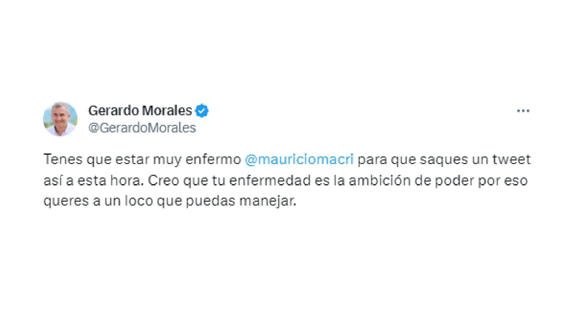 La respuesta de Gerardo Morales a Macri