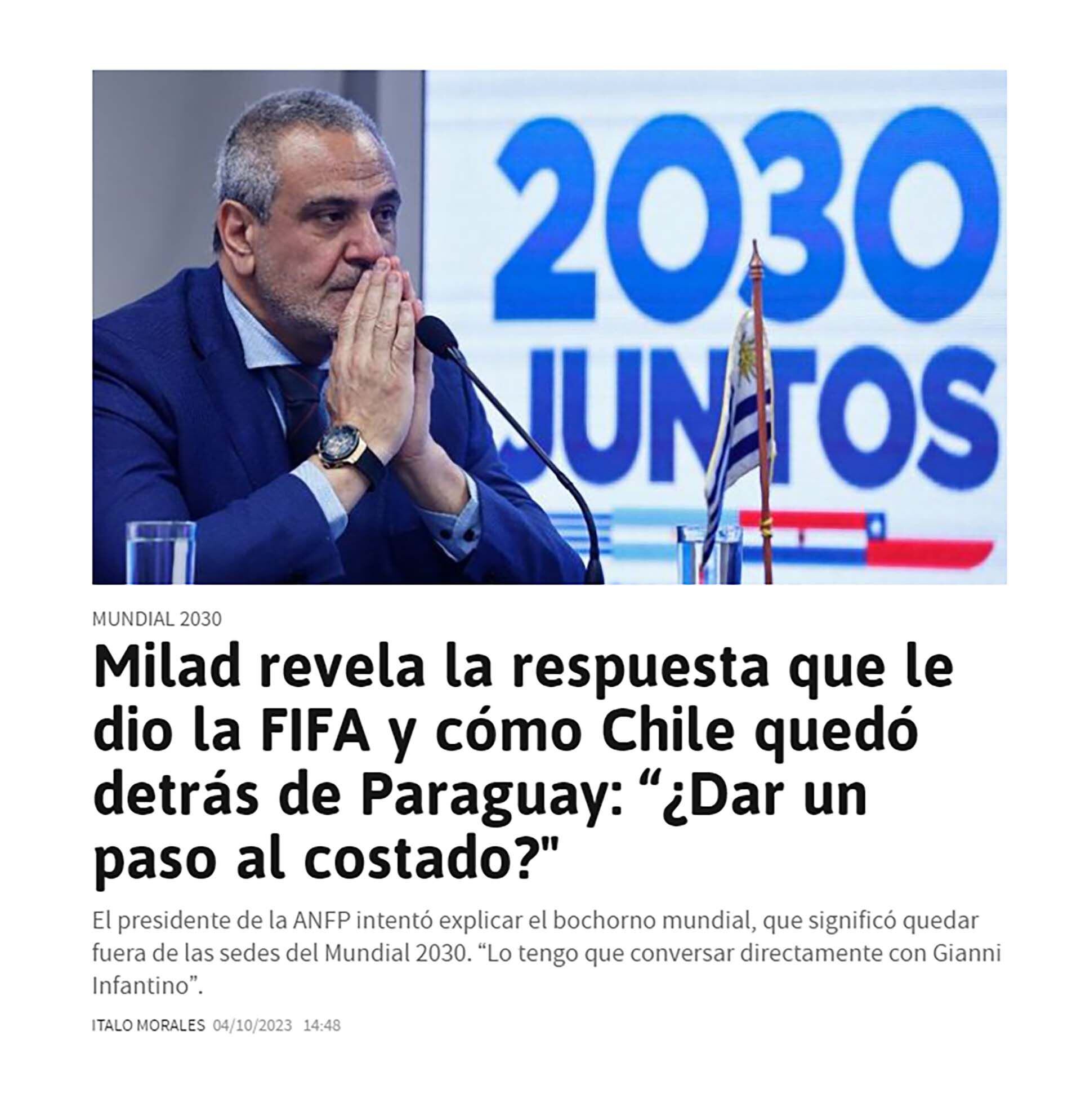 Las reacciones de los medios chilenos después de quedarse afuera del Mundial 2030