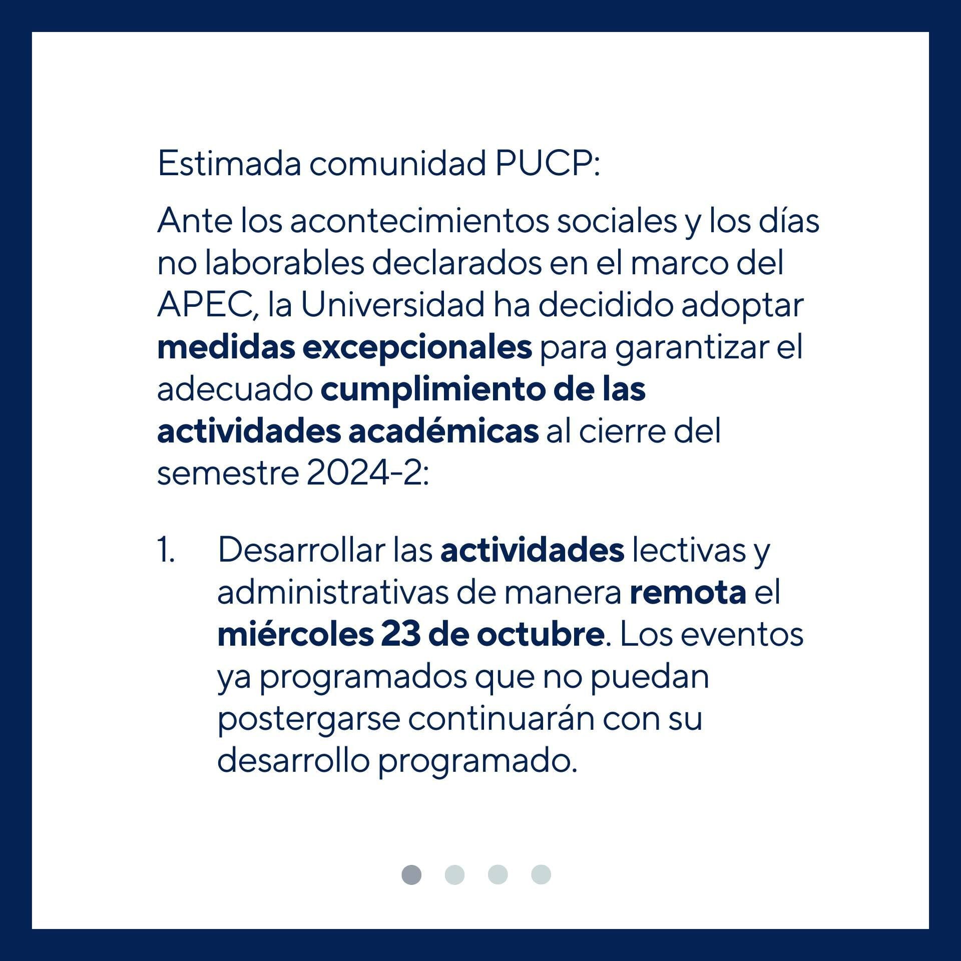 Comunicado de la PUCP.