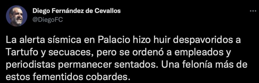 Diego Fernández de Cevallos cuestionó el protocolo de sismos en Palacio Nacional (Foto: Twitter/@DiegoFC)