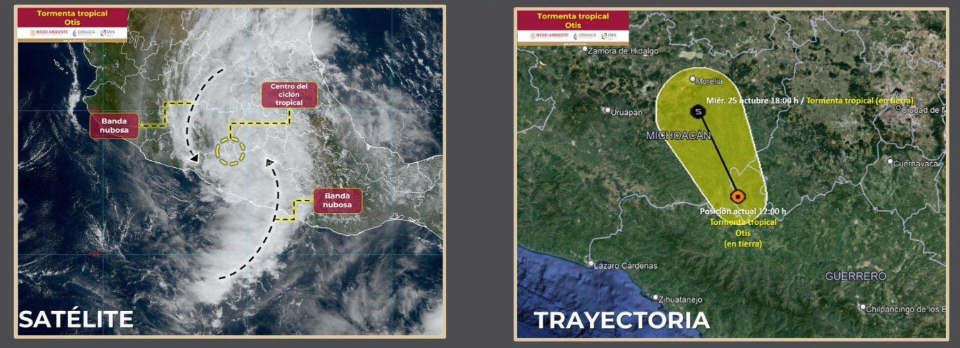 Posible trayectoria de la tormenta tropical Otis.