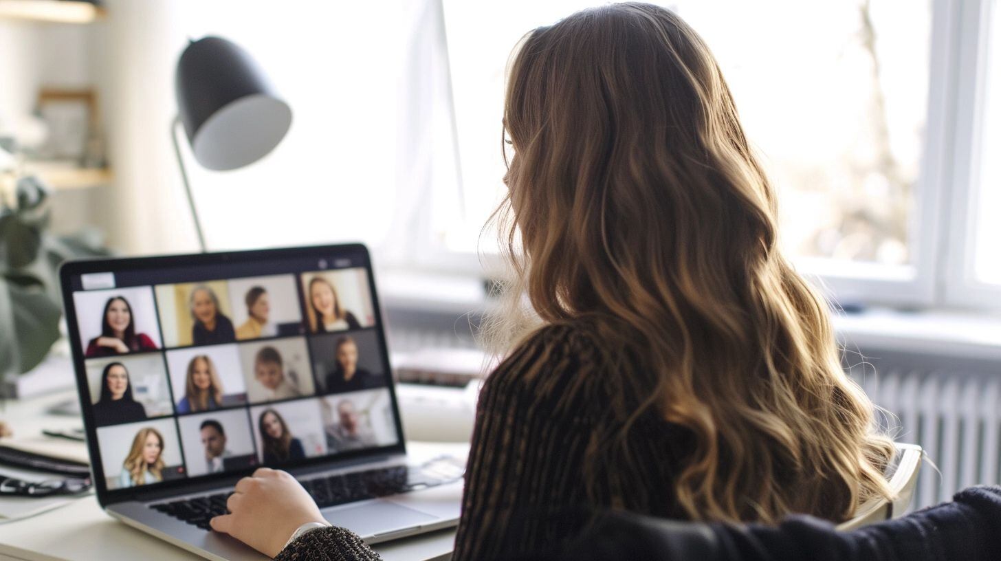 Profesional femenina concentrada en una videollamada de trabajo utilizando una laptop en su departamento, ejemplificando el éxito del teletrabajo. La imagen ilustra la importancia de la conectividad y las herramientas de comunicación online para el trabajo remoto, mostrando una rutina laboral adaptada a los avances tecnológicos y a las necesidades de flexibilidad laboral. (Imagen ilustrativa Infobae)