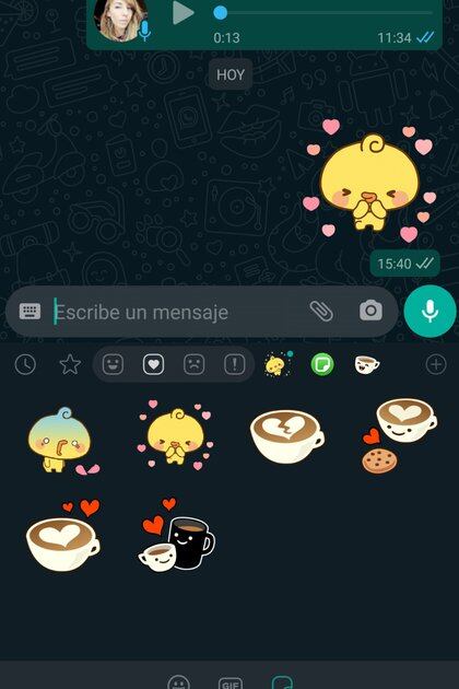 Así se ve uno de los packs de stickers animados ya disponibles en WhatsApp. 