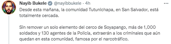 Tuit de Nayib Bukele