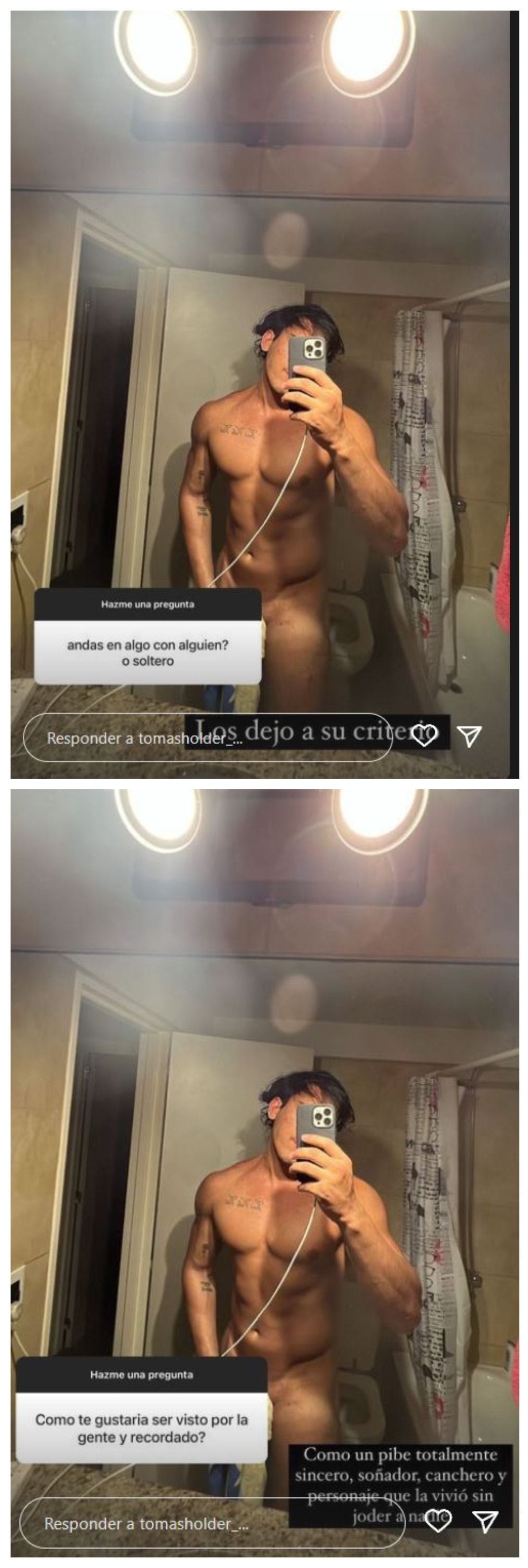 Tomás Holder respondió las preguntas de sus seguidores con una selfie  desnudo en el espejo - Infobae