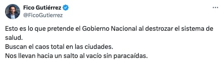 Publicación de Fico Gutiérrez - crédito redes sociales