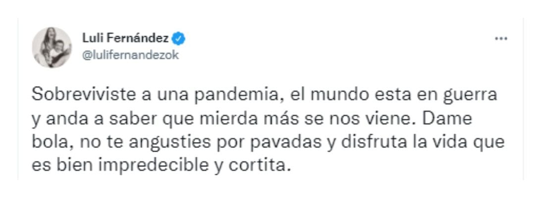 El consejo de Luli Fernández a sus seguidores