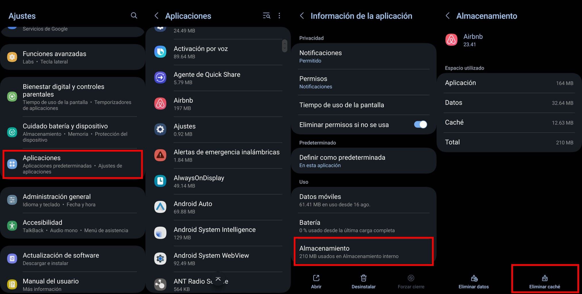 El sistema Android permite borrar la memoria caché de cada aplicación por separado. (Infobae)