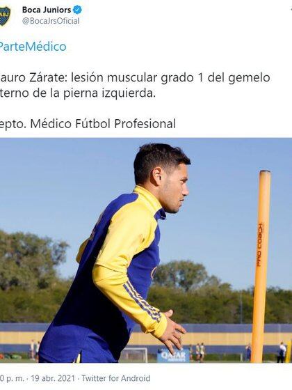 El parte médico de Boca por la lesión de Mauro Zárate