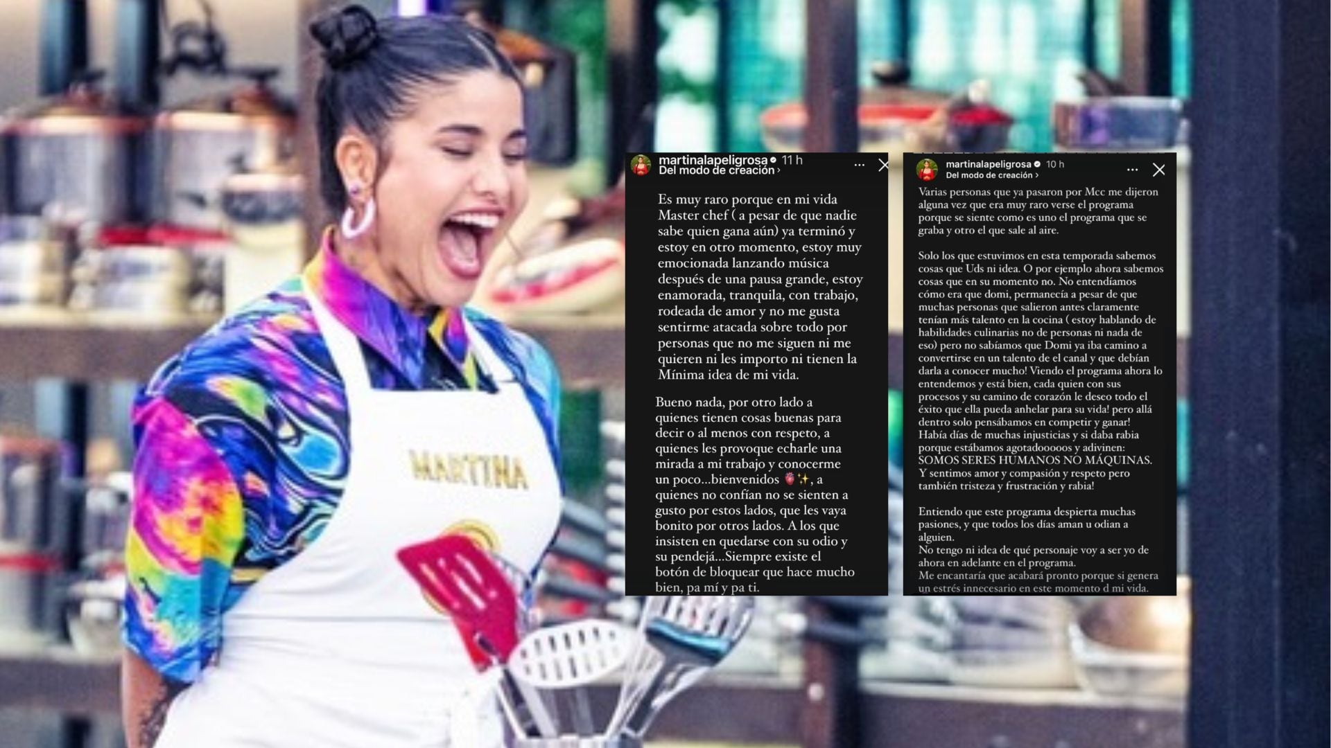 Martina La Peligrosa se sinceró acerca de sus sentimientos con 'Masterchef  Celebrity': “Quiero que se acabe” - Infobae