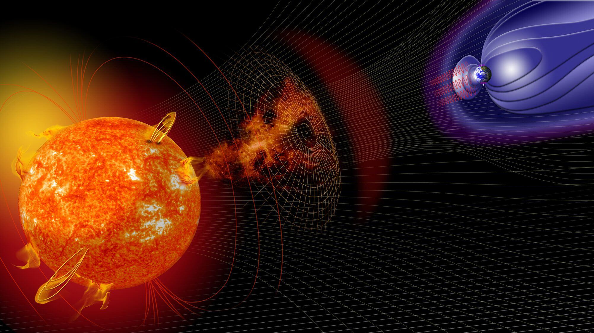 El campo magnético terrestre nos protege de las partículas energéticas que emite el Sol (NASA) 