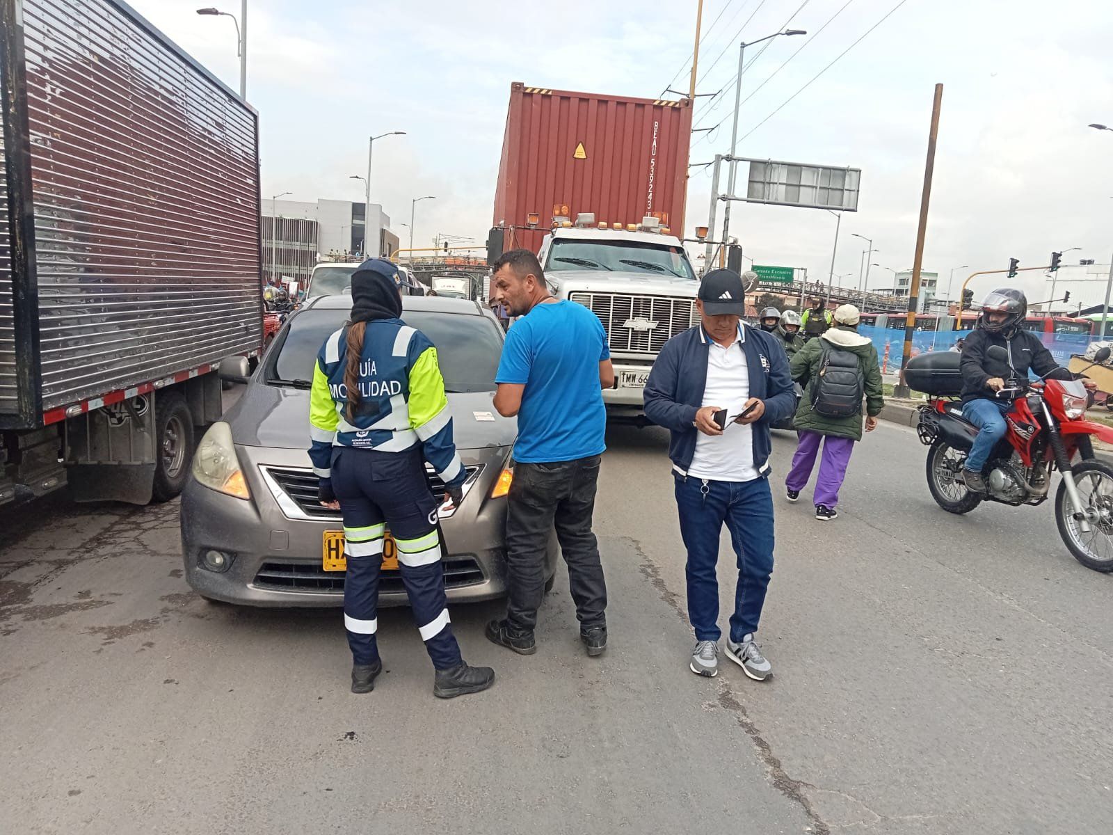 Accidente en la autopista Sur - crédito redes sociales Tránsito Bogotá