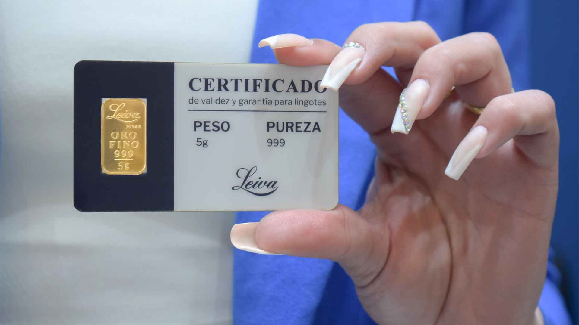 En cada certificado de Leiva Joyas figuran los datos sobre la calidad del lingote (Leiva Joyas)