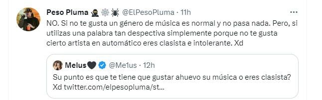 El artista se defendió de los ataques (Twitter @elpesopluma)