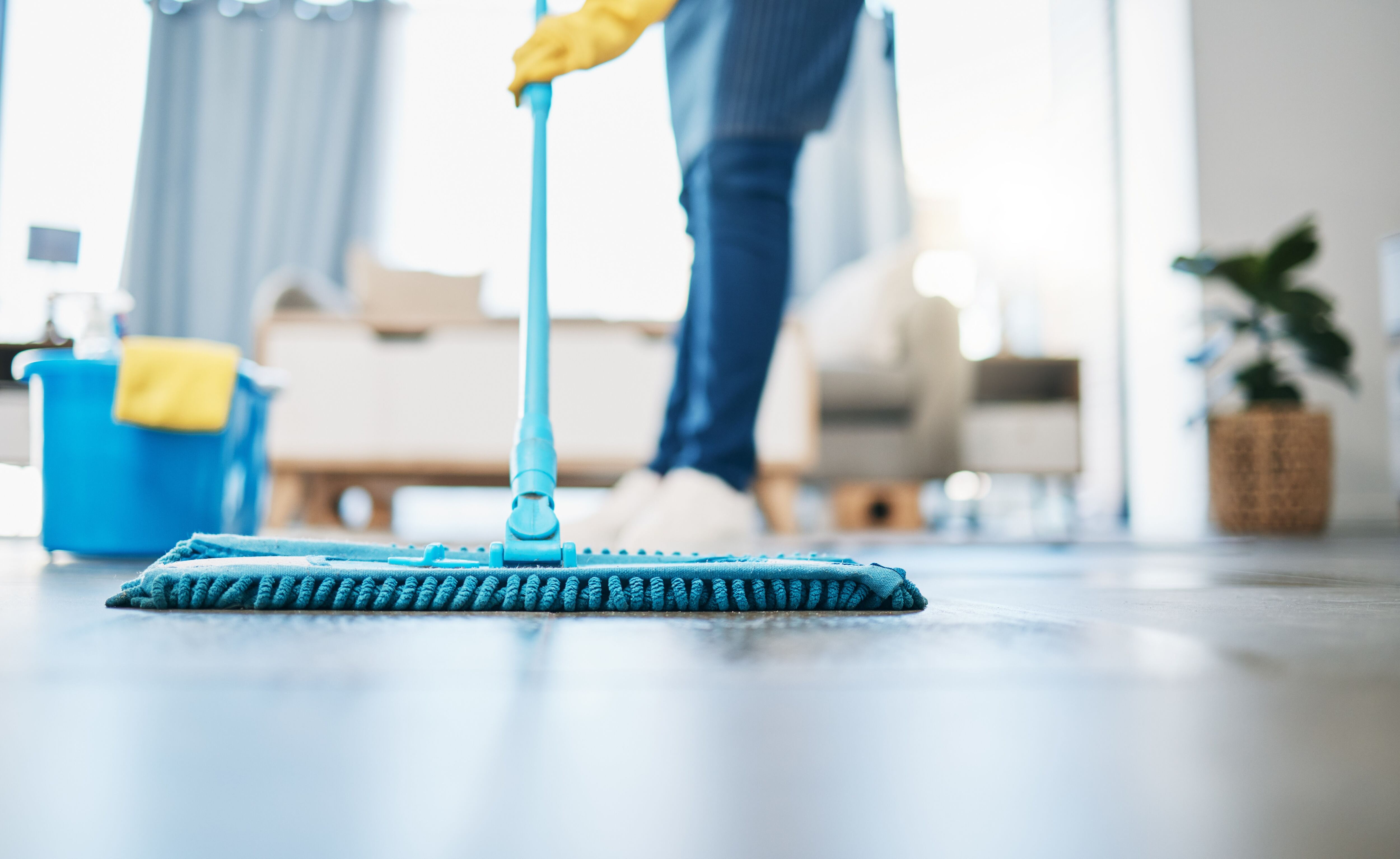 Limpieza del suelo con productos químicos (Shutterstock)