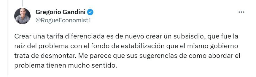 Publicación de Gregorio Gandini, profesor universitario - crédito @RogueEconomist1 / X