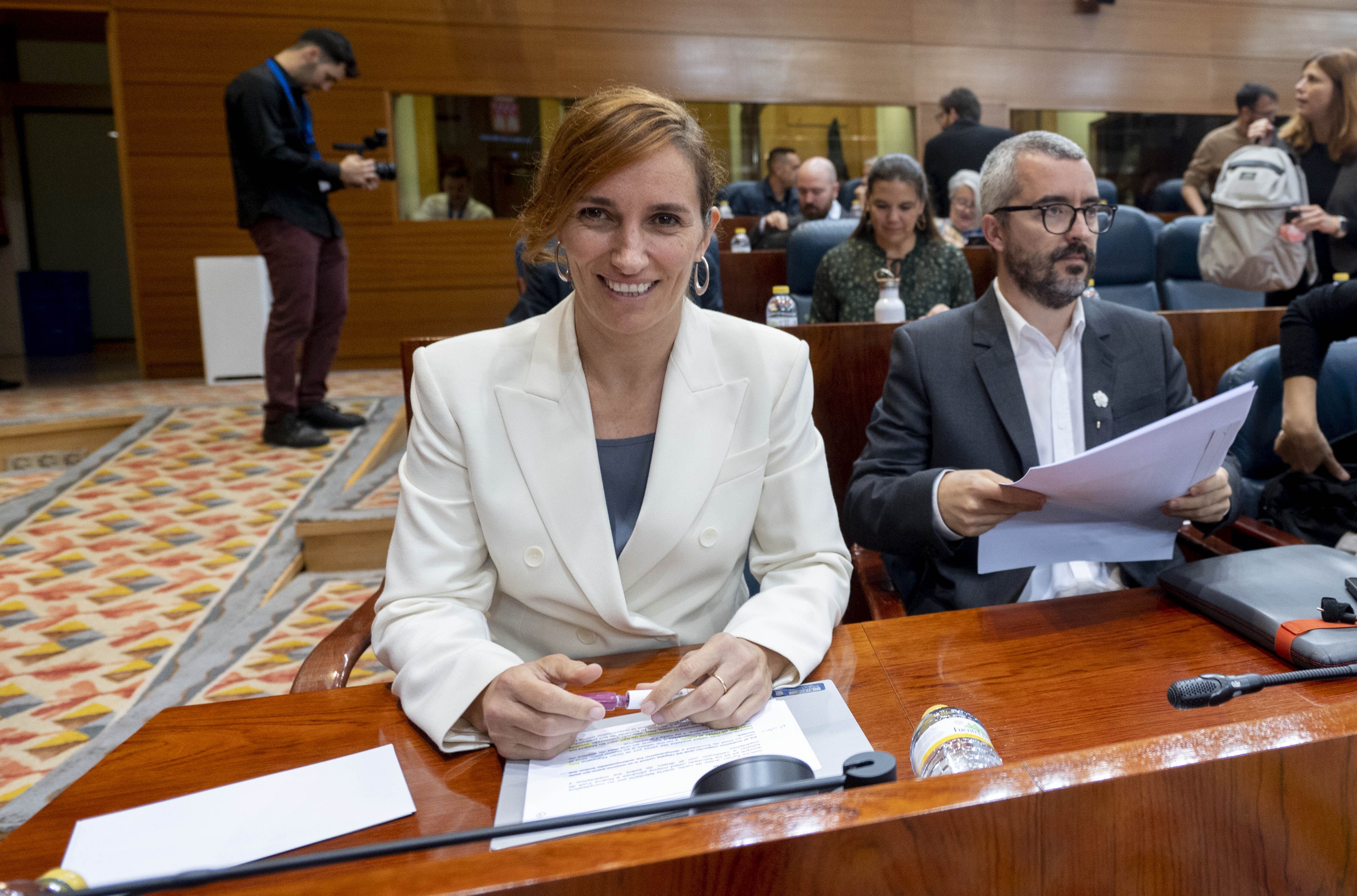 Mónica García, durante una sesión plenaria en la Asamblea de Madrid, a 19 de octubre de 2023, en Madrid (España). Alberto Ortega - Europa Press
