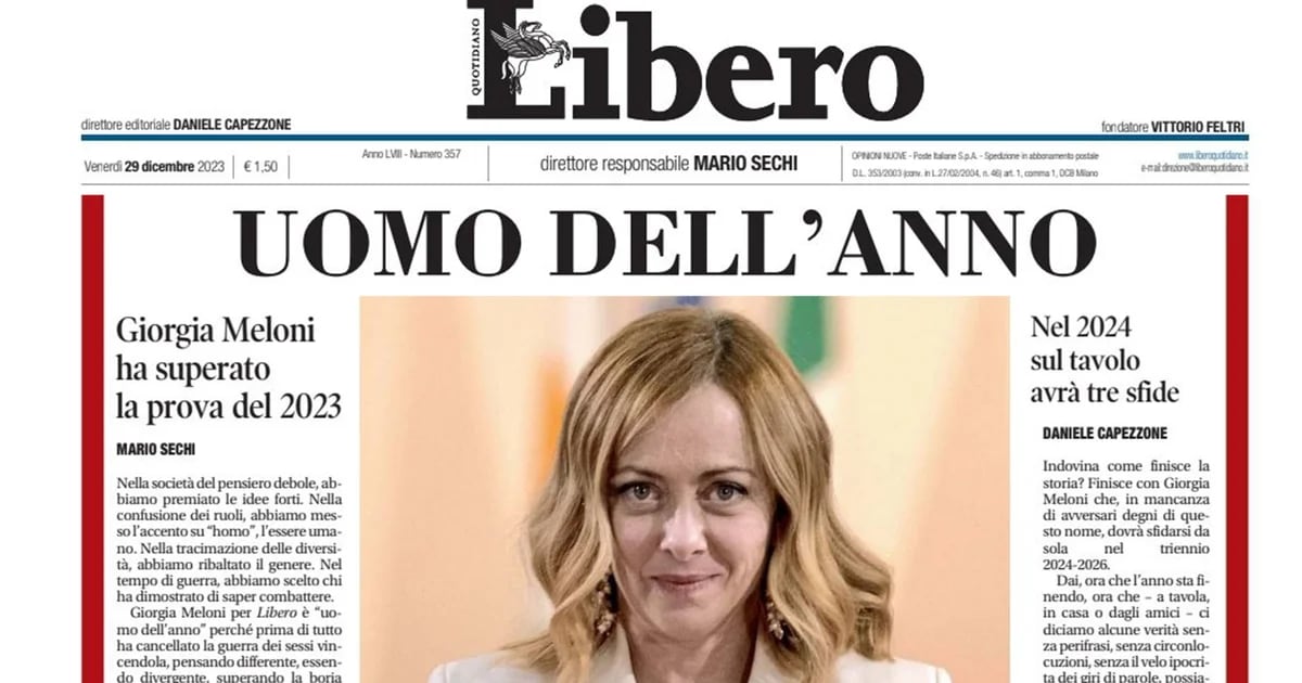 An Italian newspaper chose Georgia Meloni as “Man of the Year” and controversy arose